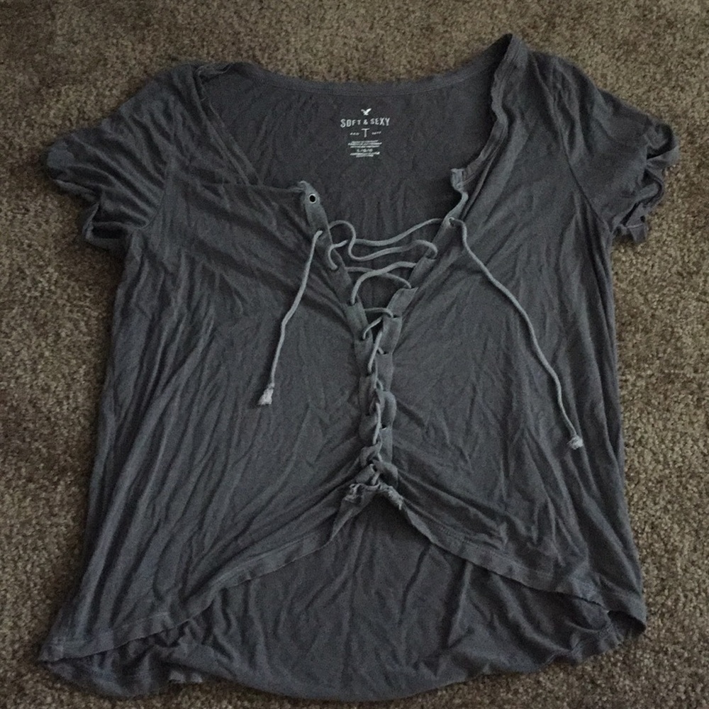 American eagle lace up soft & sexy tee